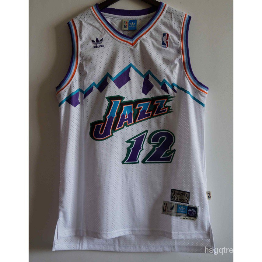 Retro Utah Jazz #12 John Stockton Camiseta Jersey Baloncesto Cosido Púrpura 