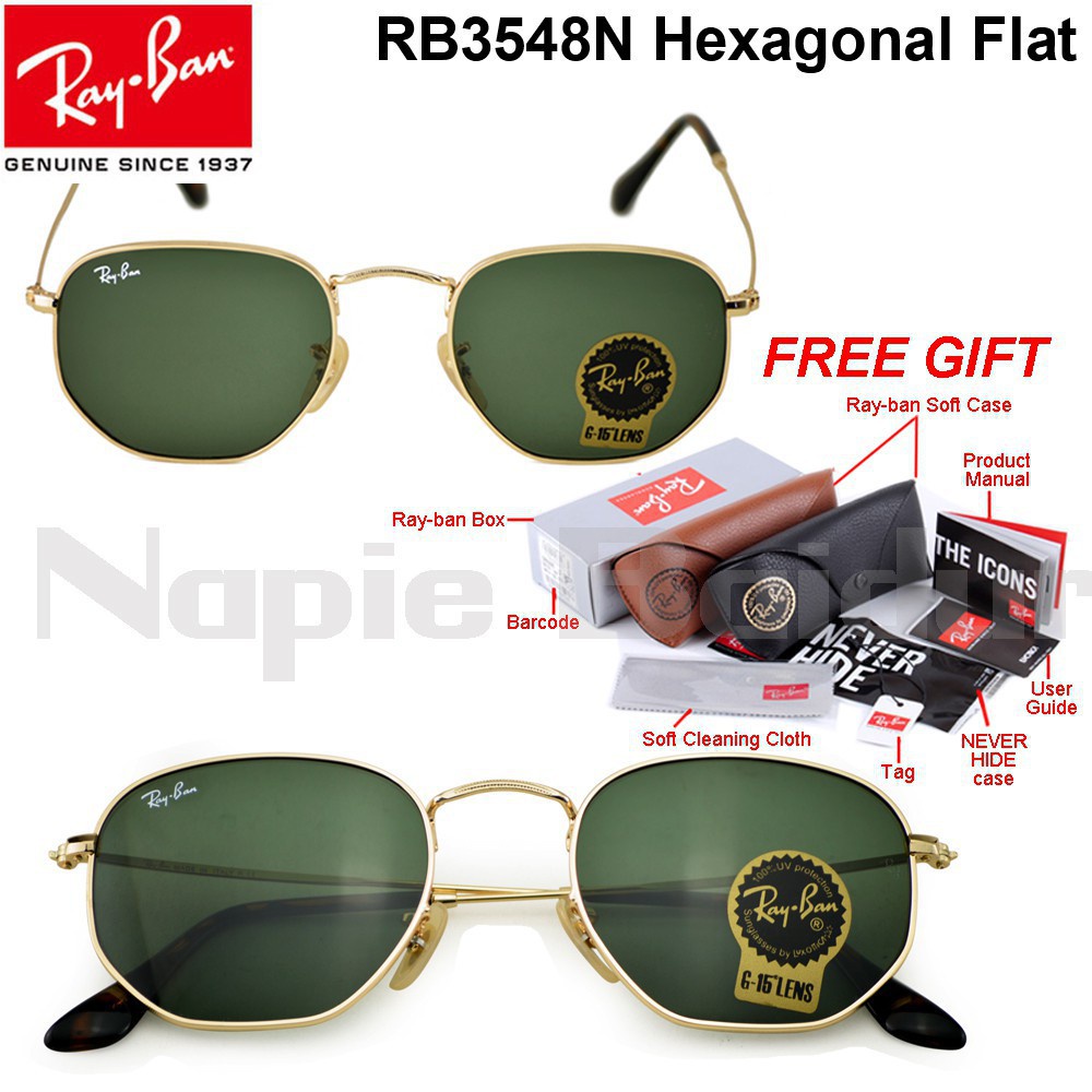 RayBan Lentes Planos Hexagonales 100 Originales Casuales A La Moda Luxottica RB3548N | Chile