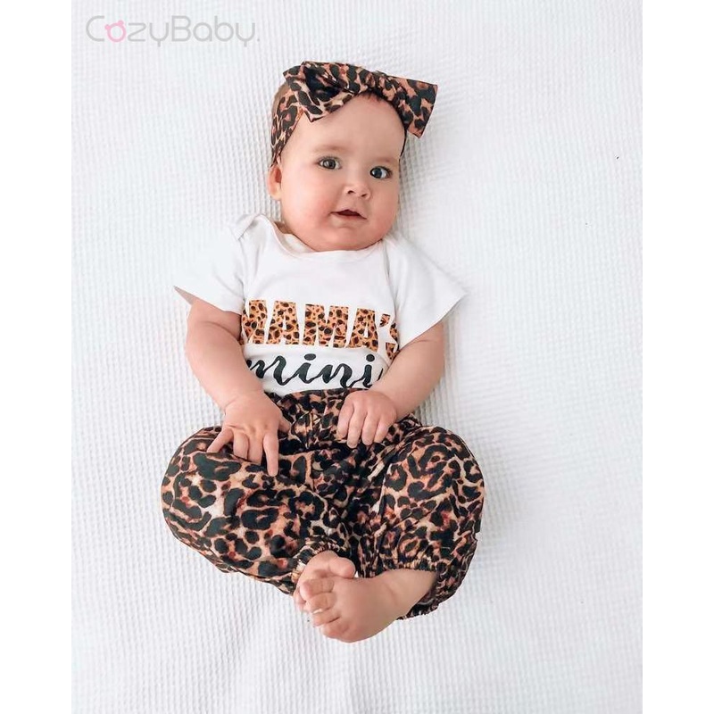 nuevo conjunto de ropa de bebé recién nacido leopardo moda verano bebé niña  de una pieza+pantalones conjunto de ropa | Shopee Chile