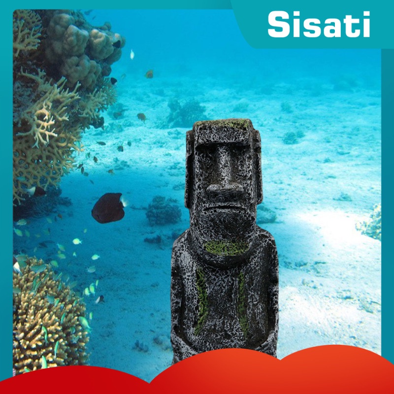 Amosfun Isla de Pascua Decoraciones para acuarios de Resina Estatuas de Moai Decoración de Escritorio Regalos Tamaño-L 