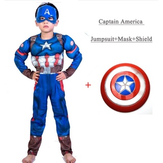 Niños Niños Superhéroe Capitán América Traje muscular Niño Marvel Avengers  Superhéroe Spiderman Hulk Ironman Thor Fiesta de Halloween Cumpleaños  Disfraces de cosplay | Shopee Chile