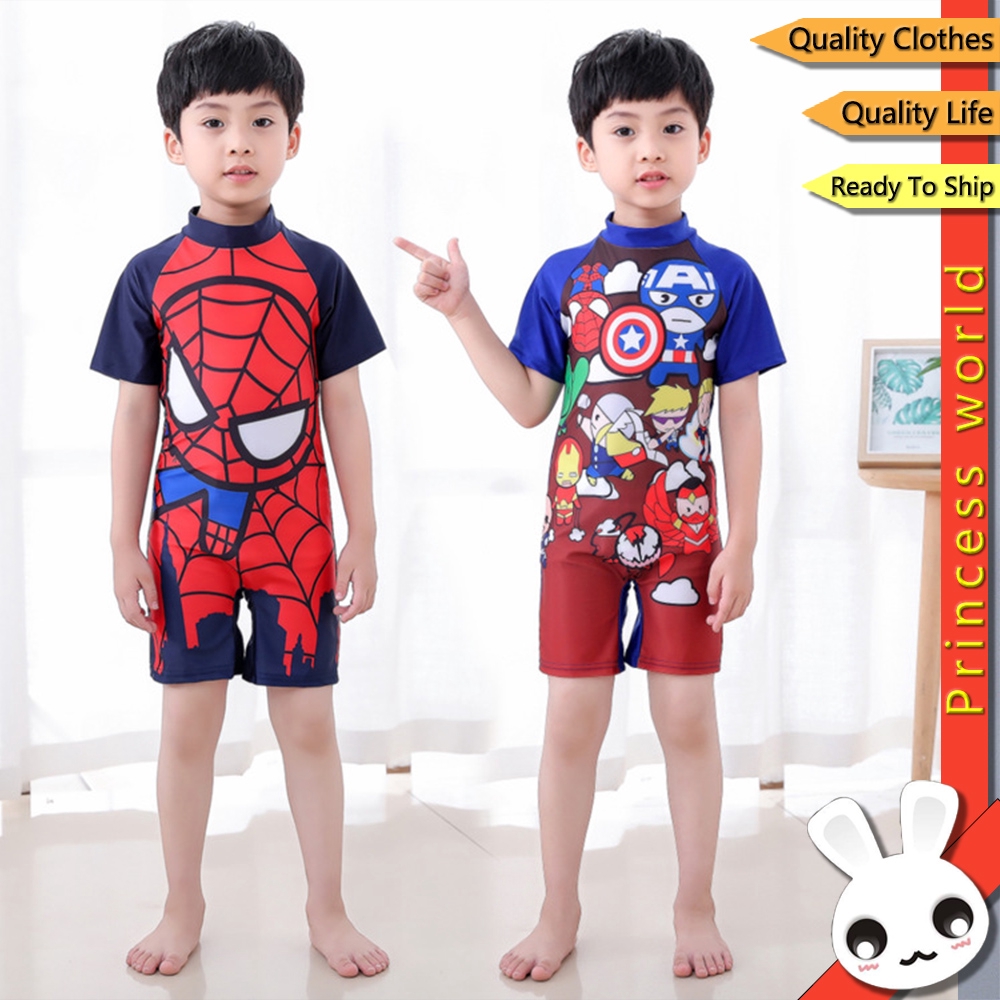 Trajes De Baño Niños Bebé Niño De Dibujos Animados Spiderman Manga Bañador Baju Renang Kanak Shopee Chile
