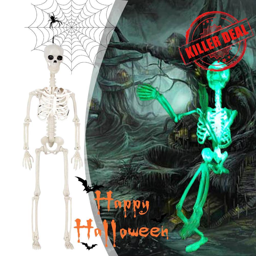 Esqueleto sentado en la cubierta de Baño Puerta Pared Escena Setter Fantasmal De Halloween 