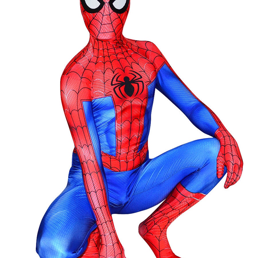 Traje de spiderman clásico de Peter del universo paralelo, traje de cosplay  de medias de spiderman rojo y azul | Shopee Chile