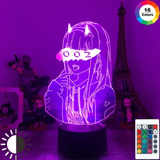 3D ilusión noche luz Darling in the FRANXX 002 anime carácter lámpara de mesa USB alimentado 7 colores LED luces con interruptor táctil para niños regalos dormitorio decoración 