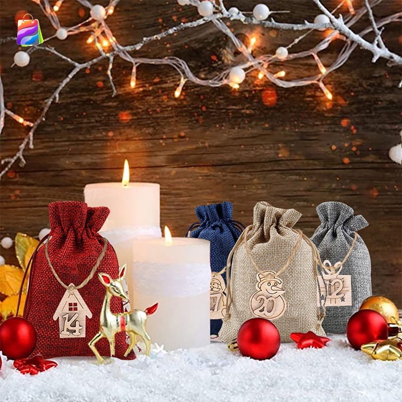 Navidad Pajoma Calendario de Adviento Noruega para llenar Fieltro para Colgar 24 Bolsas de Tela 