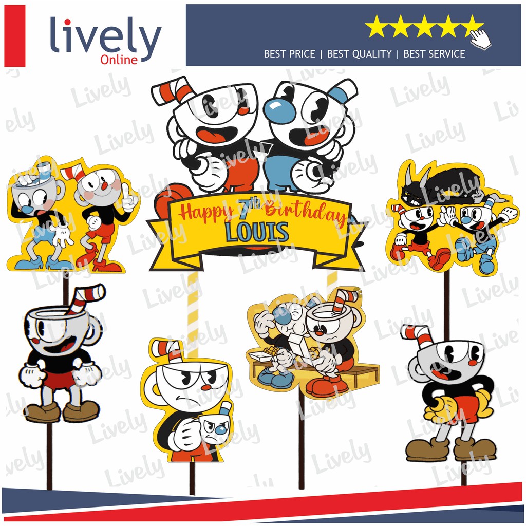 Nombre personalizado decoración de tarta personaje CUPHEAD MUGMAN  decoración de pastel de feliz cumpleaños | Shopee Chile