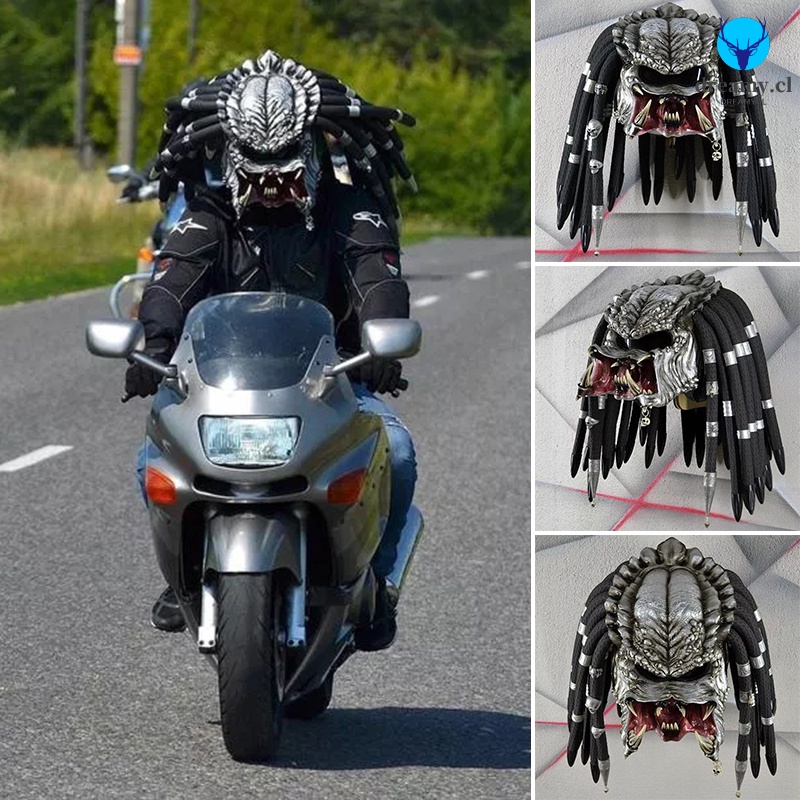 XINLIFE Predator Casco Motocicleta De Cara Completa Con Trenzado De Pelo Y Luz LED Para Montar Al Aire Libre O Fiestas De Y Accesorio De |