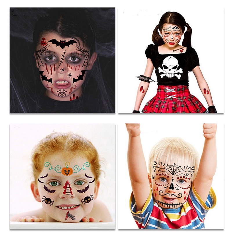 Stickers De Maquillaje Facial De Halloween Belleza Para La Cara Suministros  De Fiesta Arte Tatuaje Niños Adultos DIY Tatuajes Terror Temporales Heridas  | Shopee Chile