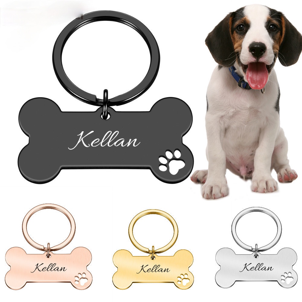 Collar Personalizado Etiqueta De Para Mascotas Nombre Grabado Para Cachorro Perro Colgante Llavero Hueso Accesorios | Shopee Chile