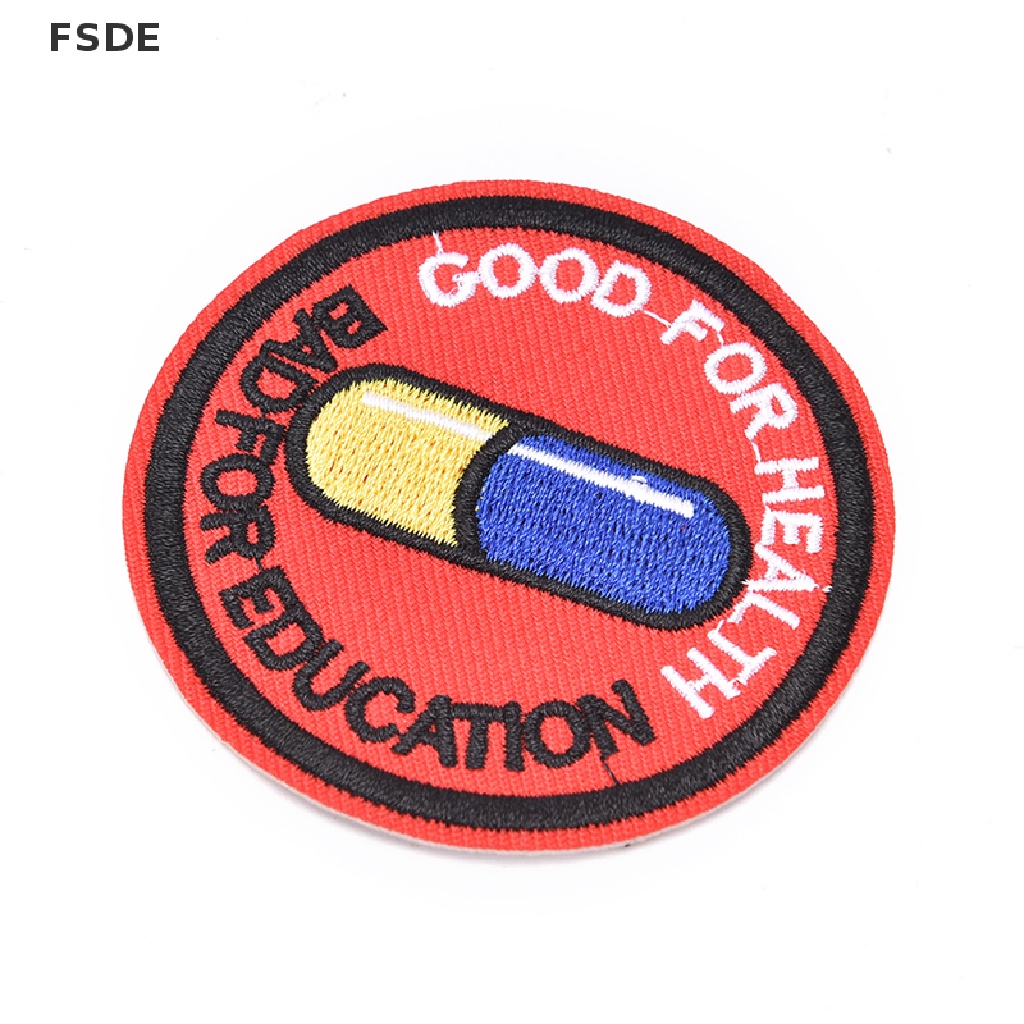 Akira & Good For Health Bad For Education Pill Embroidered Japanese Anime Emo punk Scifi Iron on Patch set 