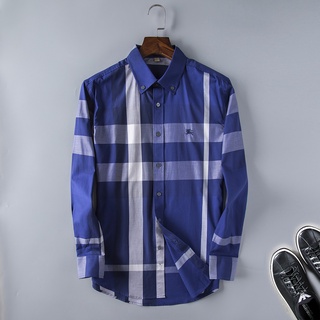 Burberrys men's cotton long sleeve check shirt top S-XXXL | Shopee Chile