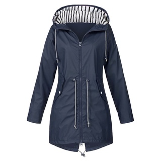 Chaqueta de lluvia sólida para mujer con capucha impermeable impermeable a prueba de viento Parka abrigo deportivo chaqueta cortavientos