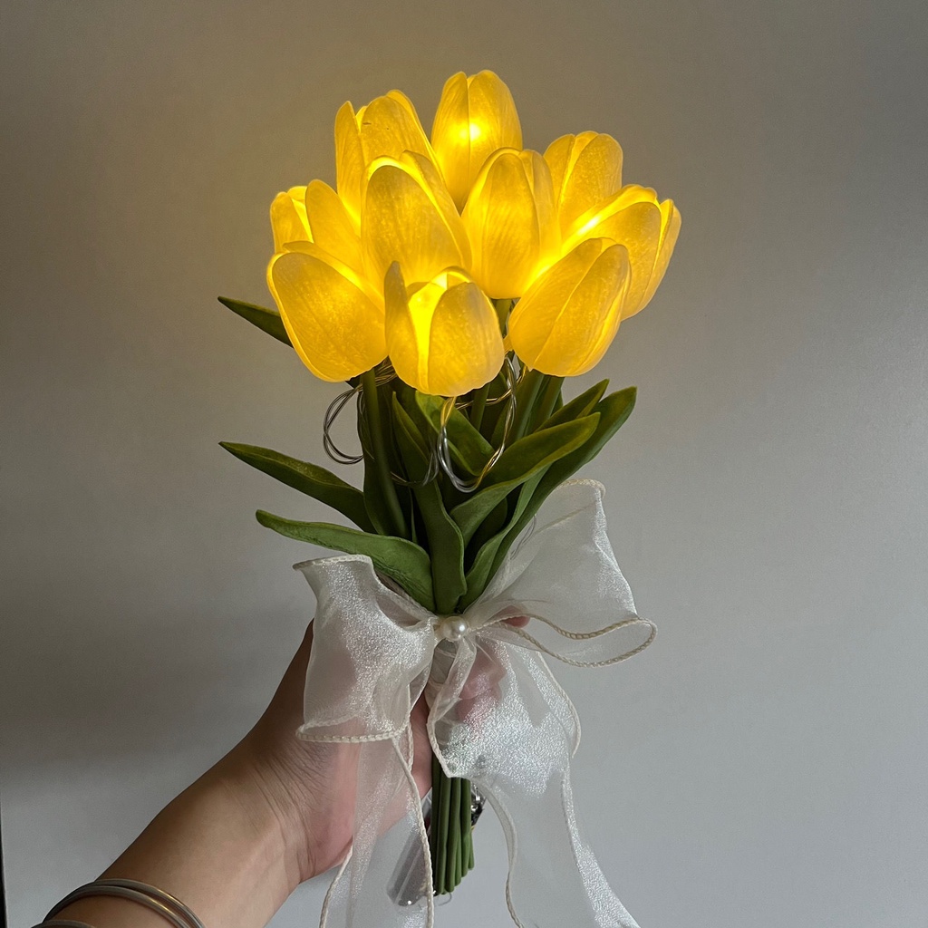 10 Piezas De Tulipanes De Tacto Real Flores Artificiales Con Luz LED Para  Decoración Del Hogar Mesa Centros De Lámpara De Noche | Shopee Chile