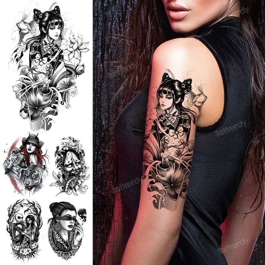 Brazo Manga Tatuaje Pegatina Para Mujeres Niñas Arte Corporal Pecho Tatuajes  Temporales Geisha Diseños Japoneses Sexy Tatoo Falso Impermeable Moda Icono  | Shopee Chile