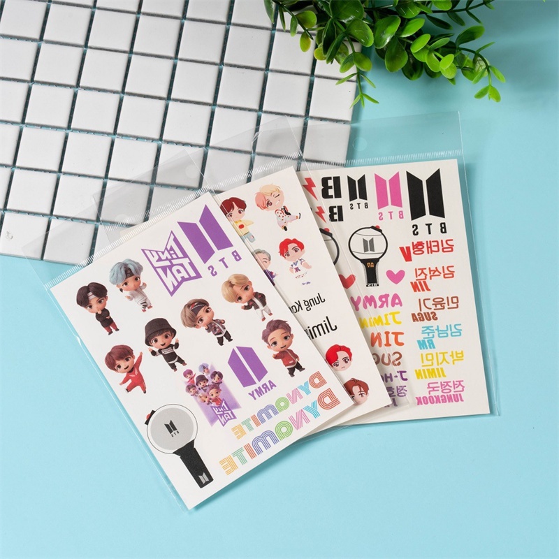available 3pcs lot bt21 tattoo stickers watermark plant ink geometry figurine pattern waterproof creative gift for adult kids shopee chile