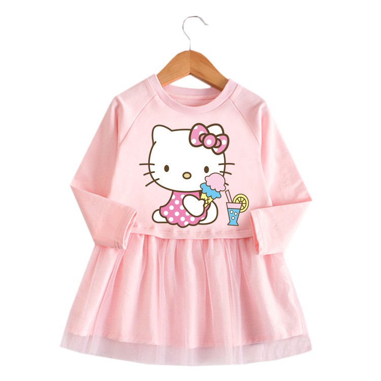 Hello Kitty Niñas Vestidos Para Bebé Princesa Dibujos Animados Frozen  Fiesta De Cumpleaños Vestido De Manga Larga 2021 Moda Niños Ropa Carnaval |  