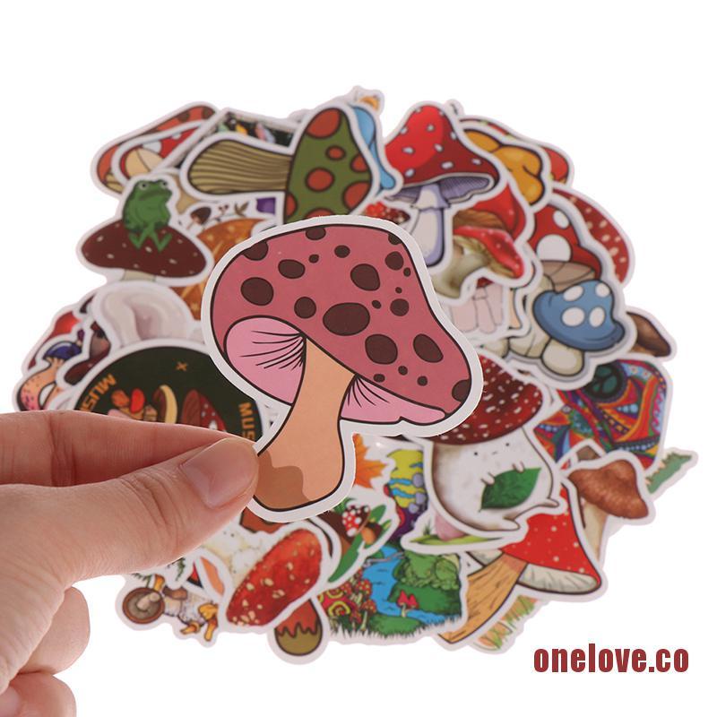 50PCS Cute Plant Mushroom Stickers For Laptop Skateboard Helmet Luggage Kids Diy 
