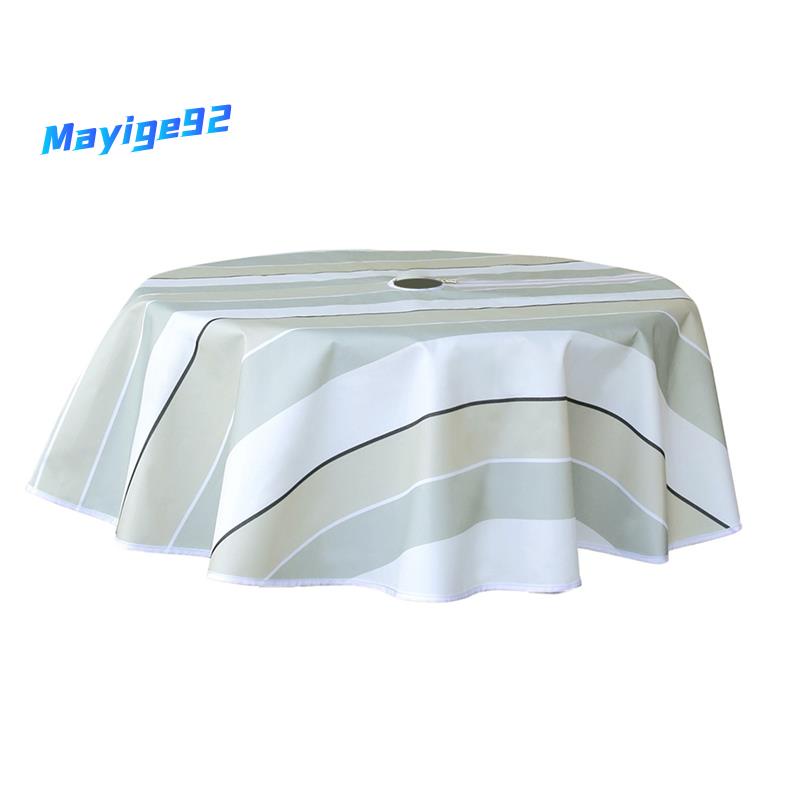 59 Inch Round Outdoor Tablecloth Summer, White Round Outdoor Tablecloth With Umbrella Hole