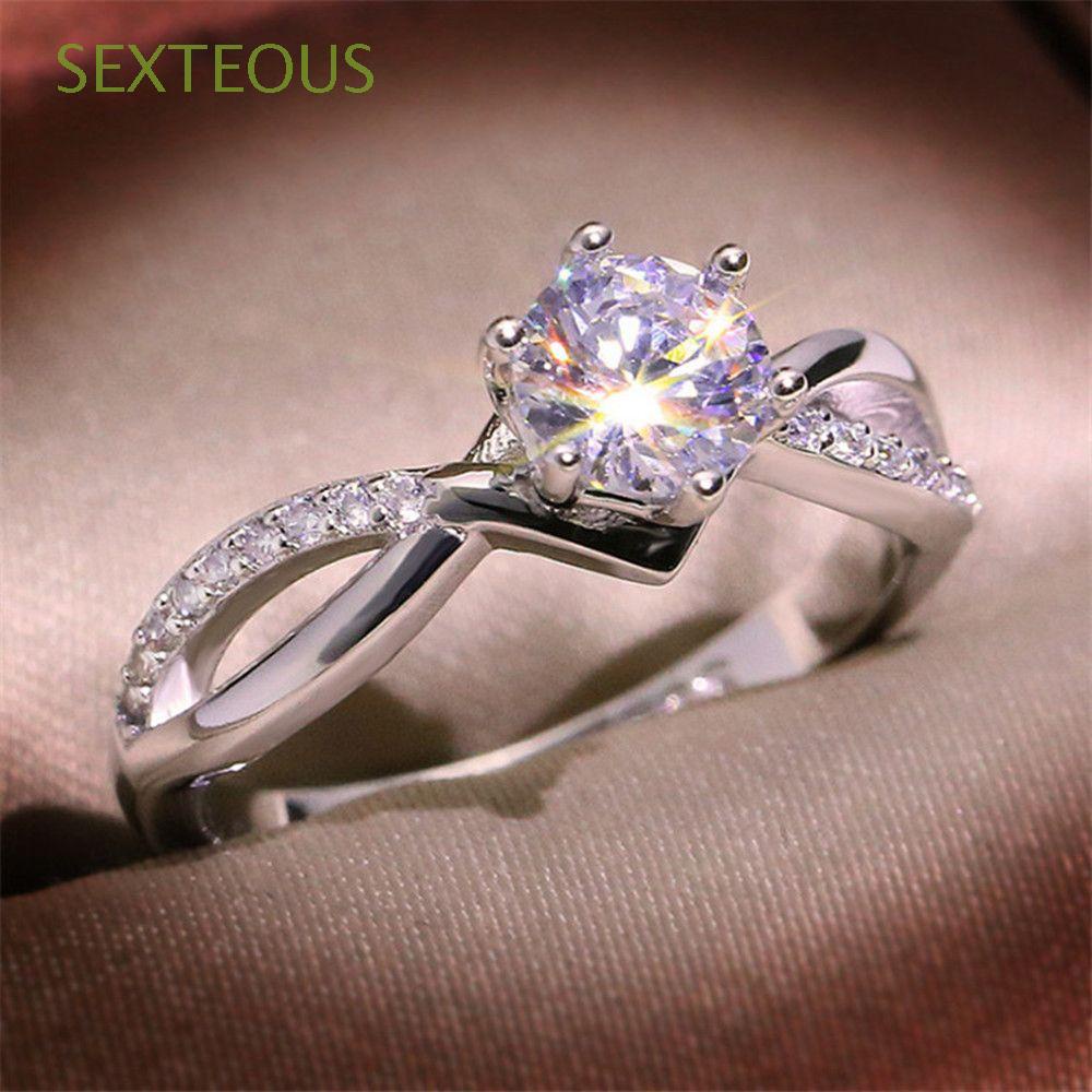 Tamaño 5-10 Anillos Joyería Sz Compromiso Boda Plateada 