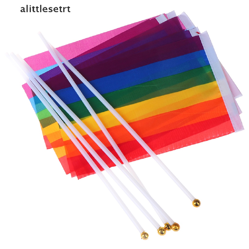Trt 5x Bandera De Mano Arco Iris Ondeando Bandera Gay Orgullo Lesbico Paz Lgbt Banner Festival Br Shopee Chile