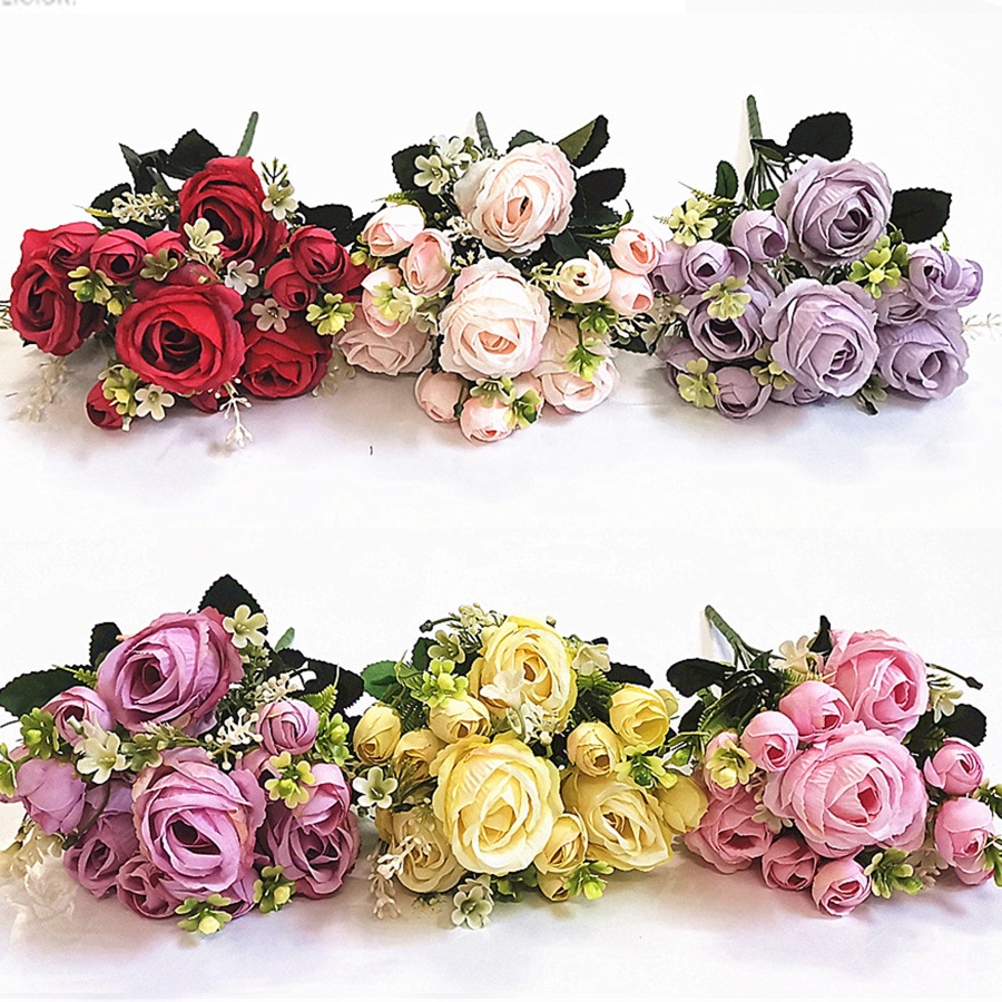 Ramo De Flores Artificiales De Alta Calidad Rosas De Seda Rama Vintage De  Imitación Para Jarrón Para Decoración Del Hogar | Shopee Chile