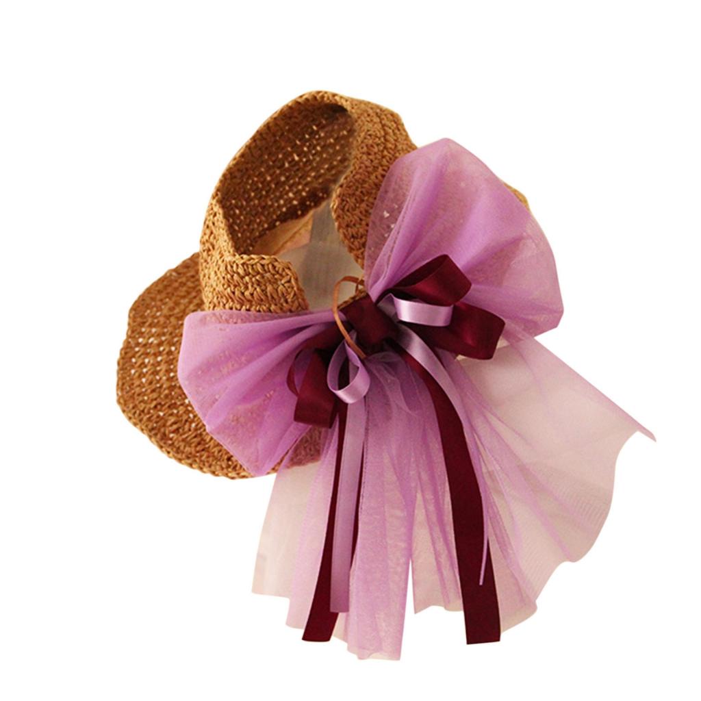 Sombrero de Verano Sombrero de volantes con Correas de la barbilla y arco de satén en Blanco o Rosa