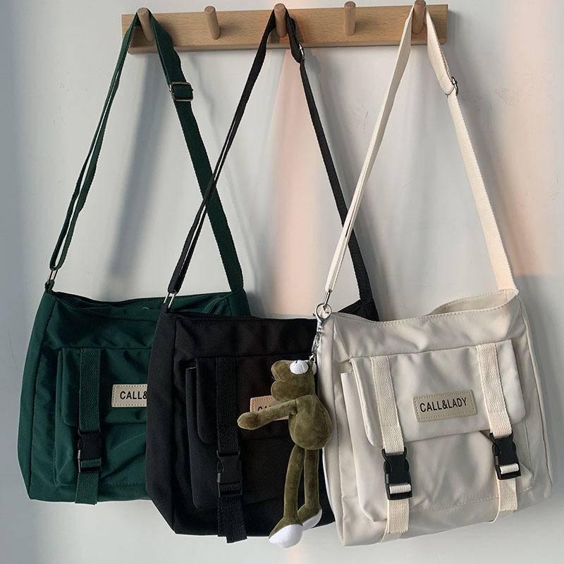 Bolso mensajero sencillo y clásico para mujer, mochila escolar de lona resistente al agua, de nailon, elegante, de Corea del Sur | Shopee Chile