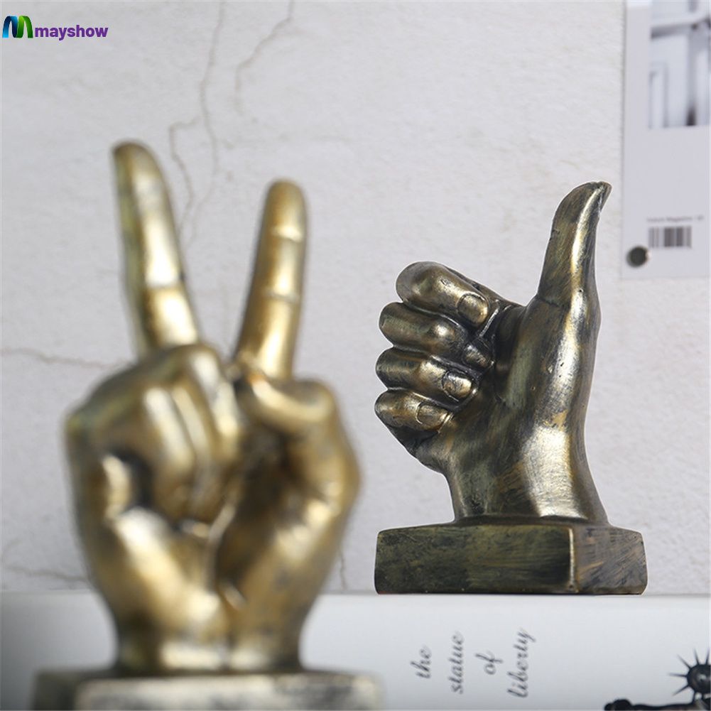 Bronce Estatua De Resina gesto Escritorio escultura de dedo Decoración-Sala De Estar