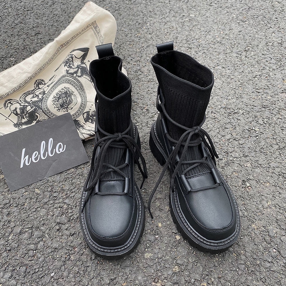 Dr. Martens botas mujer estilo británico estudiante estilo coreano  todo-fósforo grueso inferior media pantorrilla botines2021Nuevo verano  delgado con cordones | Shopee Chile