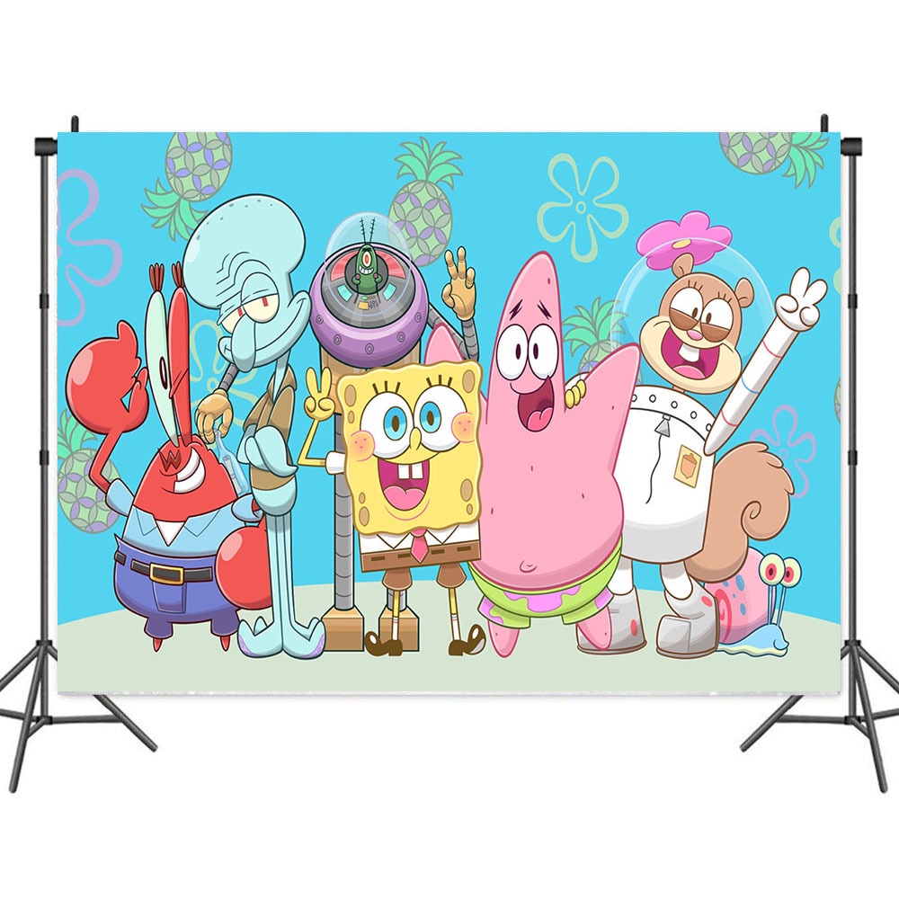 Bob Esponja squarepants Fotografía Fondo Tela Fiesta Bandera Niños De  Cumpleaños Necesidades Decoración | Shopee Chile