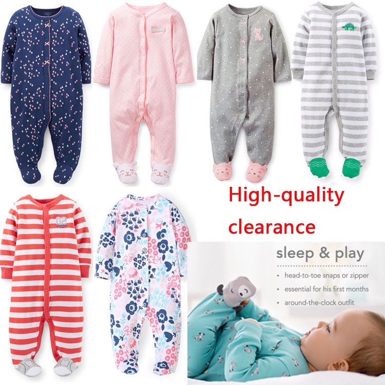 Essentials Dormir y Jugar con pies de algodón Bebé-Niños Pack de 2 
