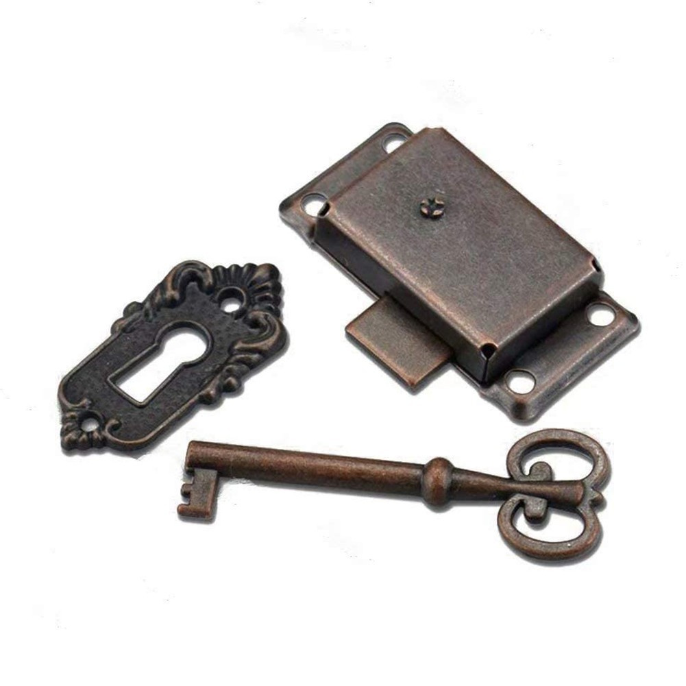 Cerradura de puerta Vintage antiguo gabinete cerradura Curio cubierta