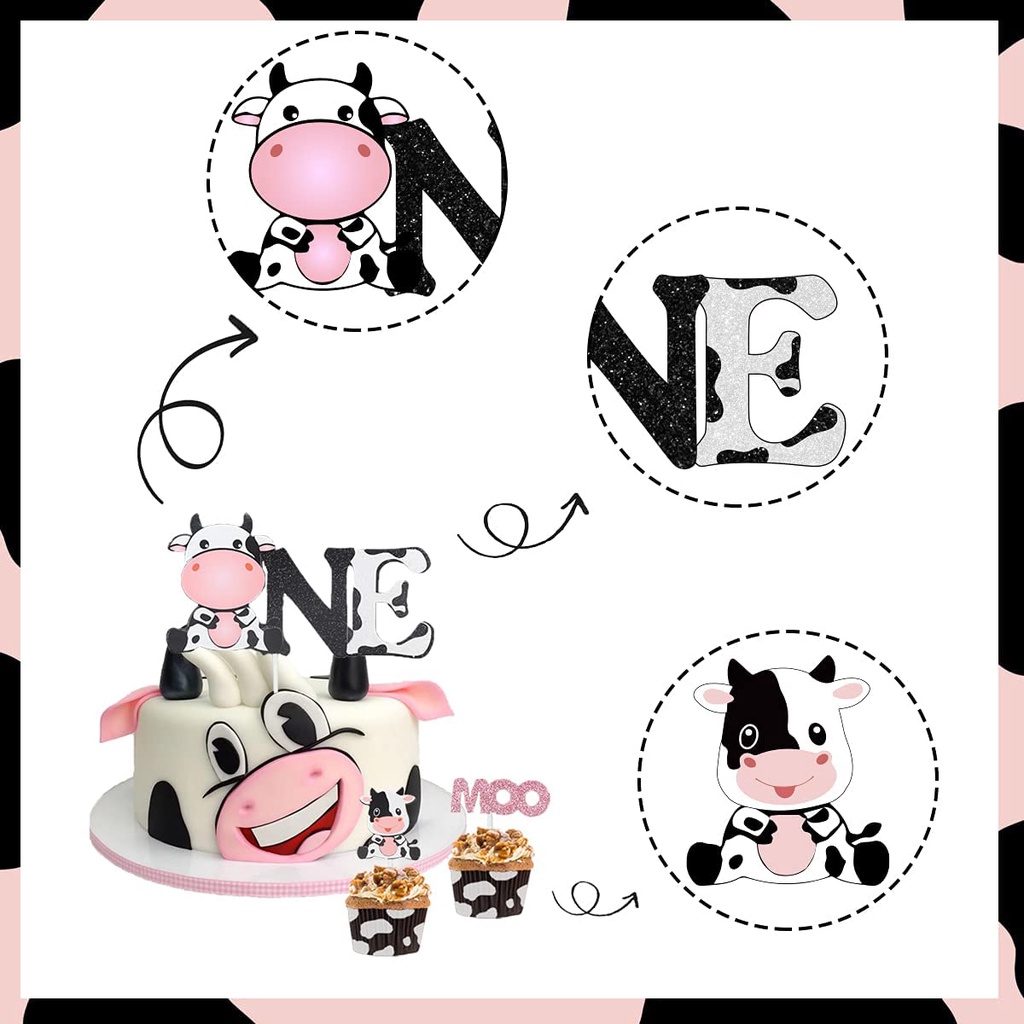 JOYMEMO-Juego De Topper Para Tartas De Vaca Para 1er Cumpleaños 2o Con De  Pastel , Paquete De 24 Magdalenas , Decoración De Fiesta De Temática De Moo  Para Niñas | Shopee Chile