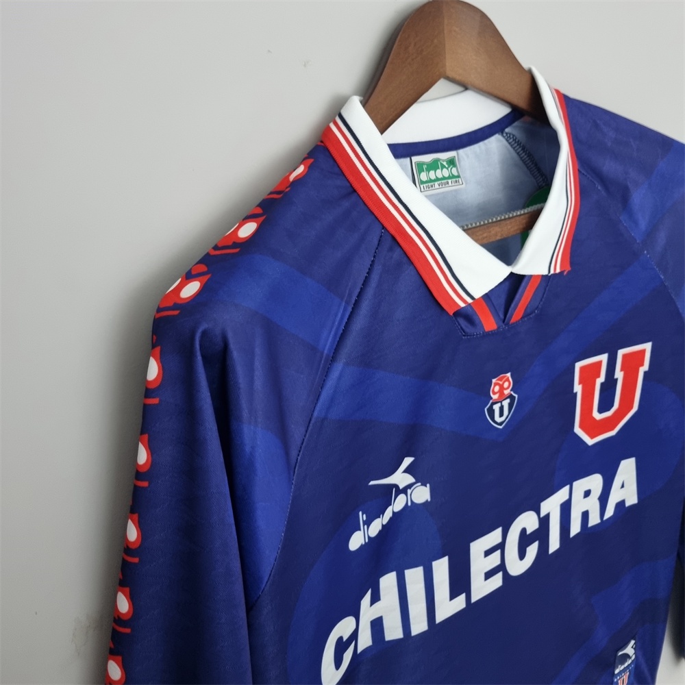 Universidad De Chile 1996 Retro Home Azul Camiseta De Futbol De Manga Larga Shopee Chile