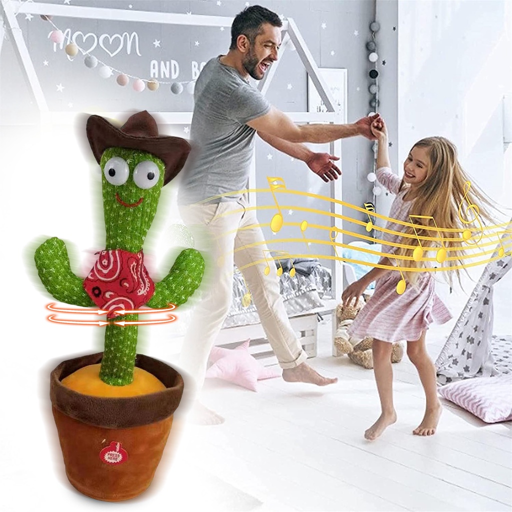 Dancing Cactus Plush Toys Light Funny 