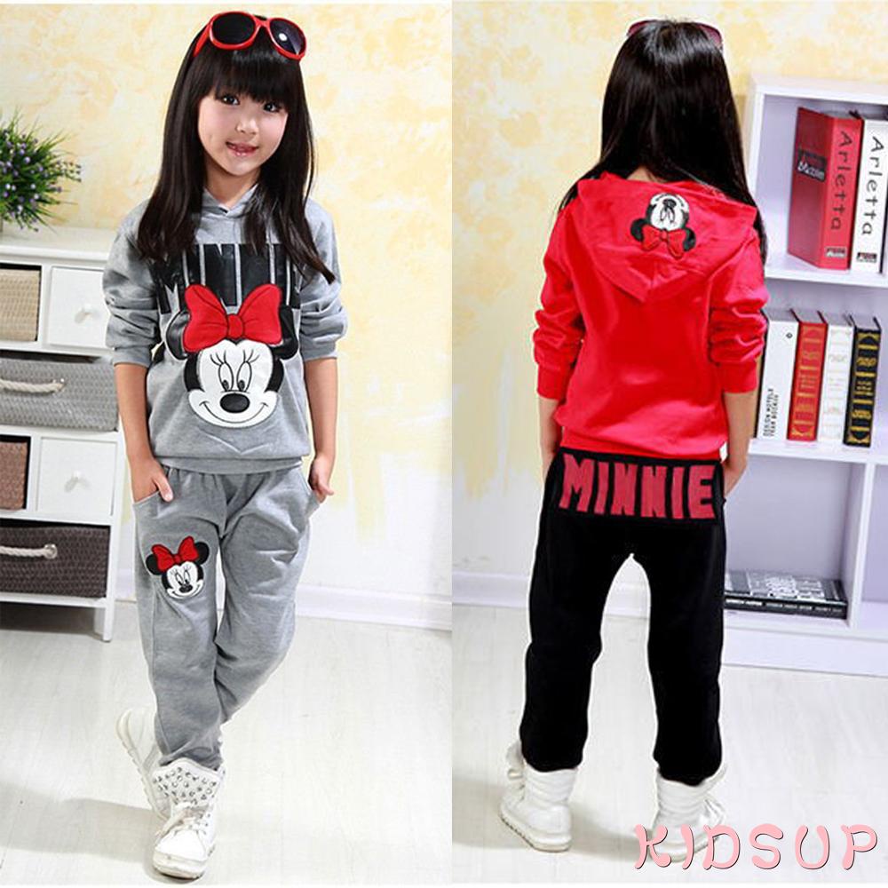 Kidsup 2 Piezas Conjunto De Ropa De Bebe Nina Minnie Mouse Ropa Sudadera Con Capucha Pantalones Joggers Shopee Chile