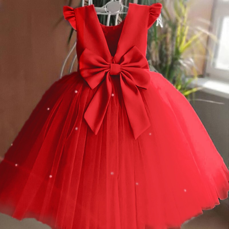 Rojo Elegante Año Nuevo Princesa Vestidos Para Niños Eventos Disfraz De  Fiesta De Cumpleaños Boda Tul Tutú Arco 1-5 Años | Shopee Chile