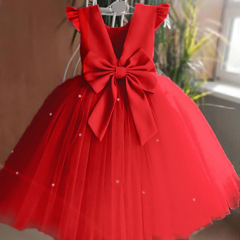 Rojo Elegante Año Nuevo Princesa Vestidos Niños Eventos Disfraz De Fiesta De Boda Tul Tutú 1-5 Años Shopee Chile