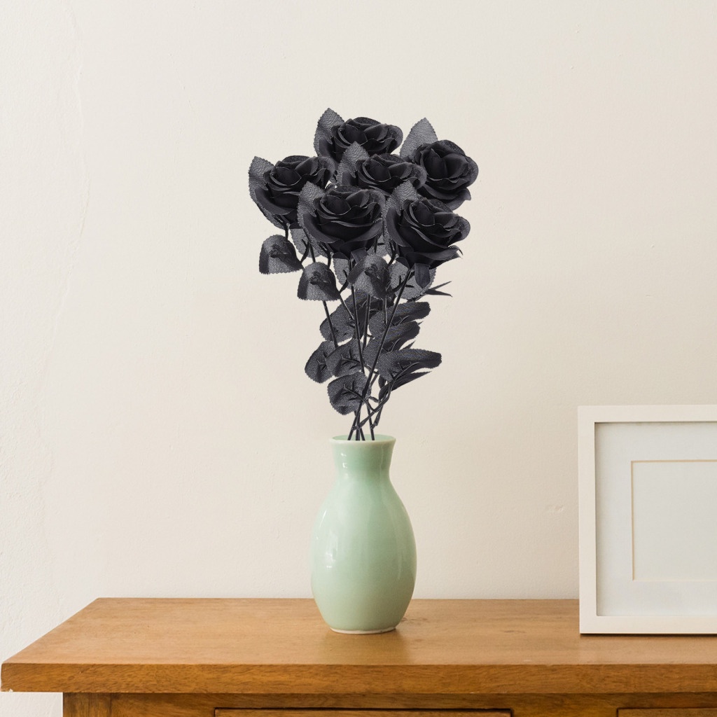 Ramo De Flores Artificiales Decoraciones De Rosas Negras Para Boda , Fiesta  , Comedor , Jardín , Decoración Del Hogar , Seda | Shopee Chile