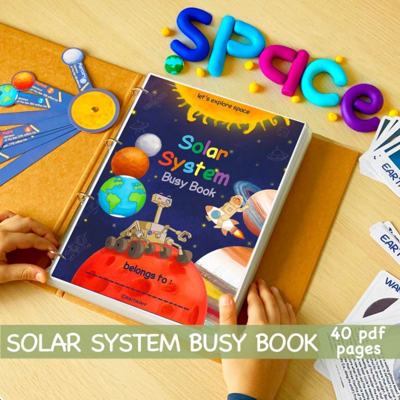 Libro Ocupado Del Sistema Solar Aglutinante De Aprendizaje Del Espacio