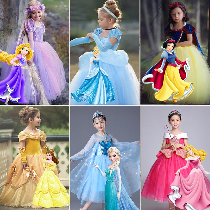 Vestido de princesa de Halloween para niña Belle Cenicienta vestido de  princesa de pelo largo Blancanieves Aisha Vestido de la bella durmiente |  Shopee Chile