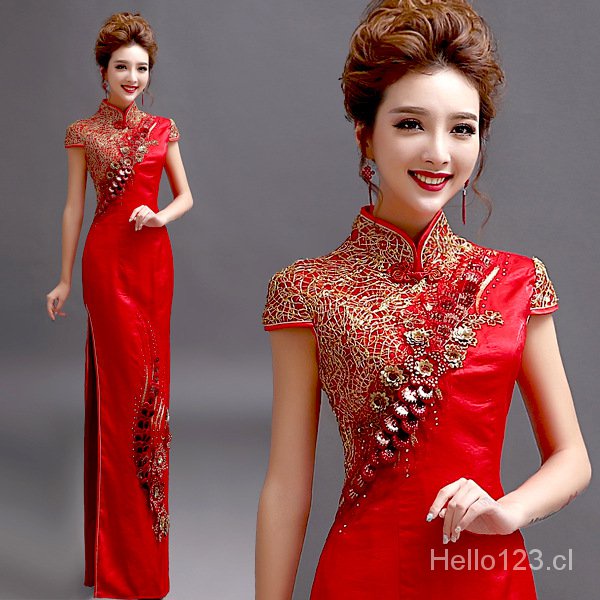 Largo Qipao Vestidos Chino Tradicional Vestido De Novia China | Shopee
