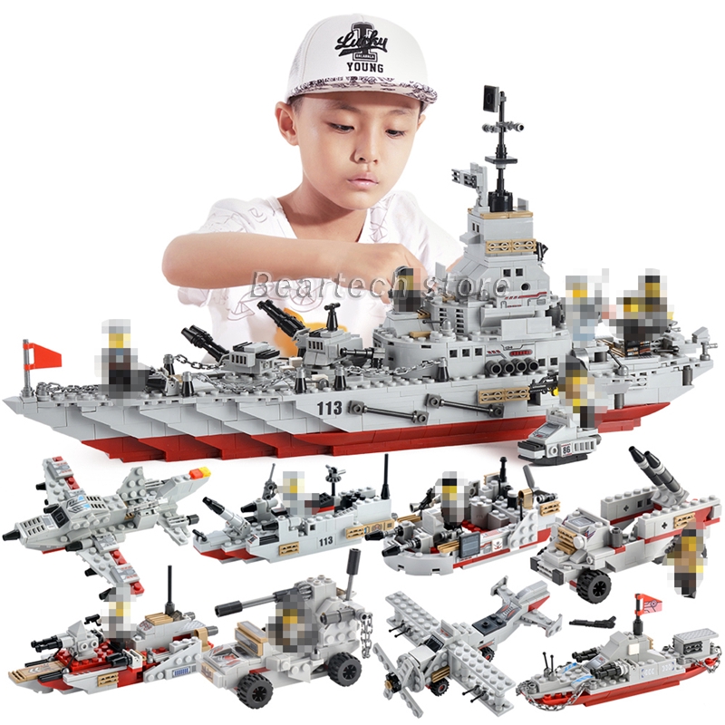 piezas Aviones militares buque de guerra Marina Ejército Figuras Bloques de construcción 1000 