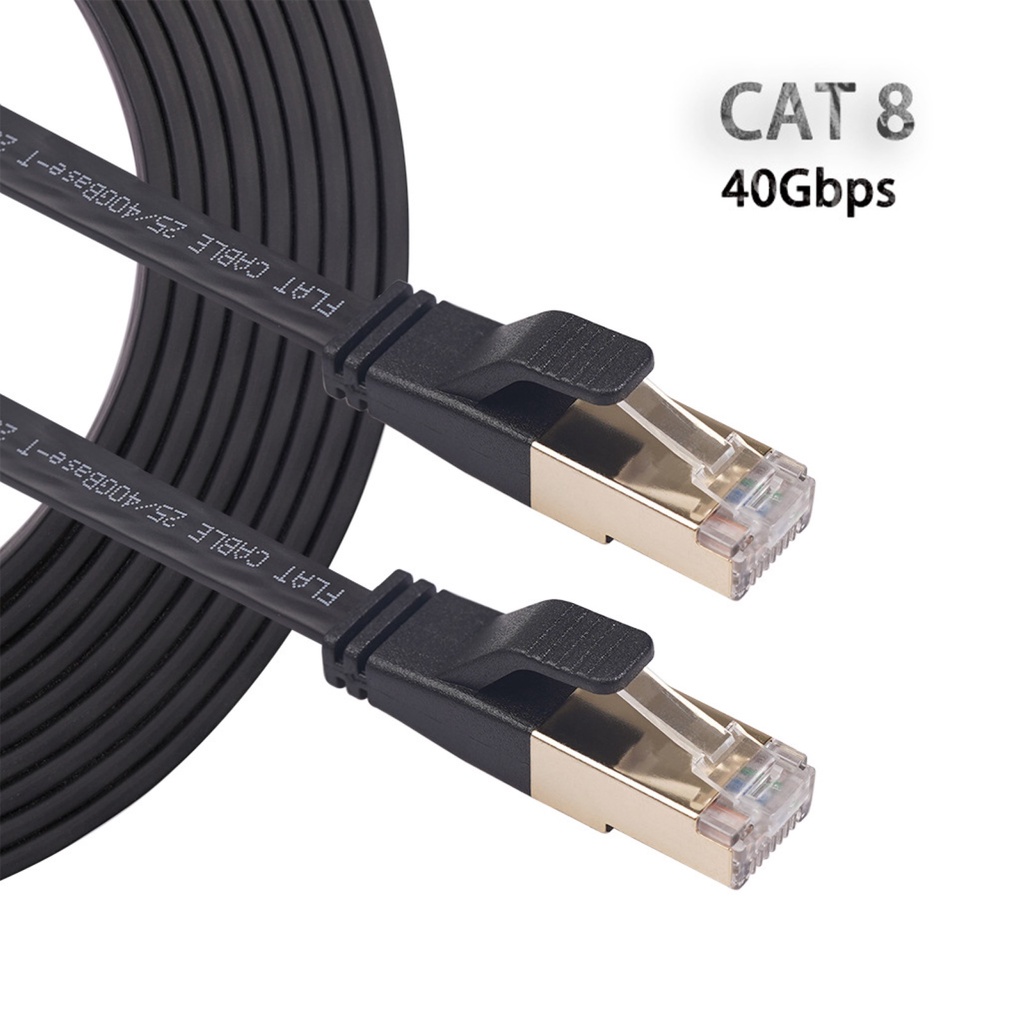 PC 3m Cable Ethernet Cat 8 enrutador para Internet con conector RJ45 chapado en oro para juegos cable de parche plano SFTP de alta velocidad de 40 Gbps 2000 MHz Blanco 
