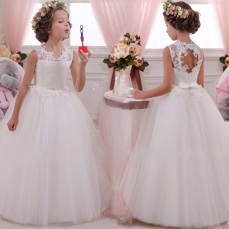 2022 Niña Vestido De Fiesta Elegante Blanco Dama De Honor Princesa Niños  Vestidos Para Niñas Ropa Novia 10 12 Años | Shopee Chile