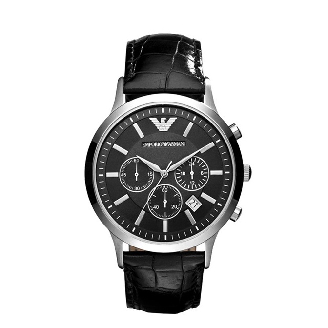 Auténtico] Emporio Armani Clásico Cronógrafo Negro Dial Cuero Original  Hombres Reloj Jam Tangan Kasut AR2447 | Shopee Chile