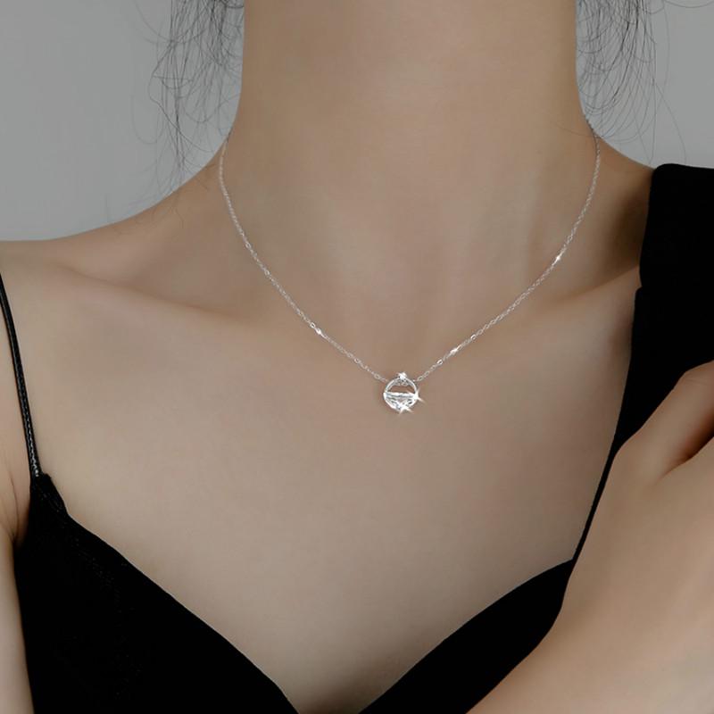 de piedra de cristal de plata 925, cadena clavícula simple mujer, colgante, regalo de joyería | Shopee Chile