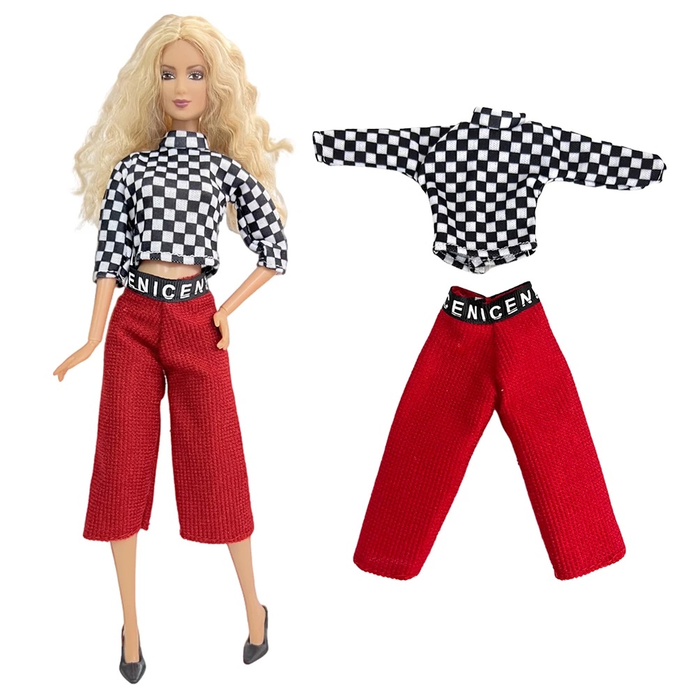 Moda Cuadros Camiseta + Pantalones Rojos Vestido Nueva Ropa Moderna Para barbie Accesorios Juguetes | Shopee Chile