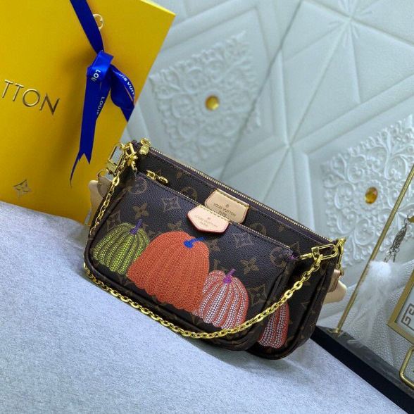 Bolsa De Mano Con Caja De Cuero Genuino Para Mujer tas Louis Vuitton , LV  YK Multi Pochette Accesorios , Bolso Cruzado De Un Hombro De Tres Piezas